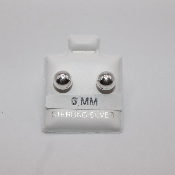 925 Sterling Silver Genuine Round Ball Stud Earrings 6mm / Pair / Men Women Kids - Picture 3 of 5